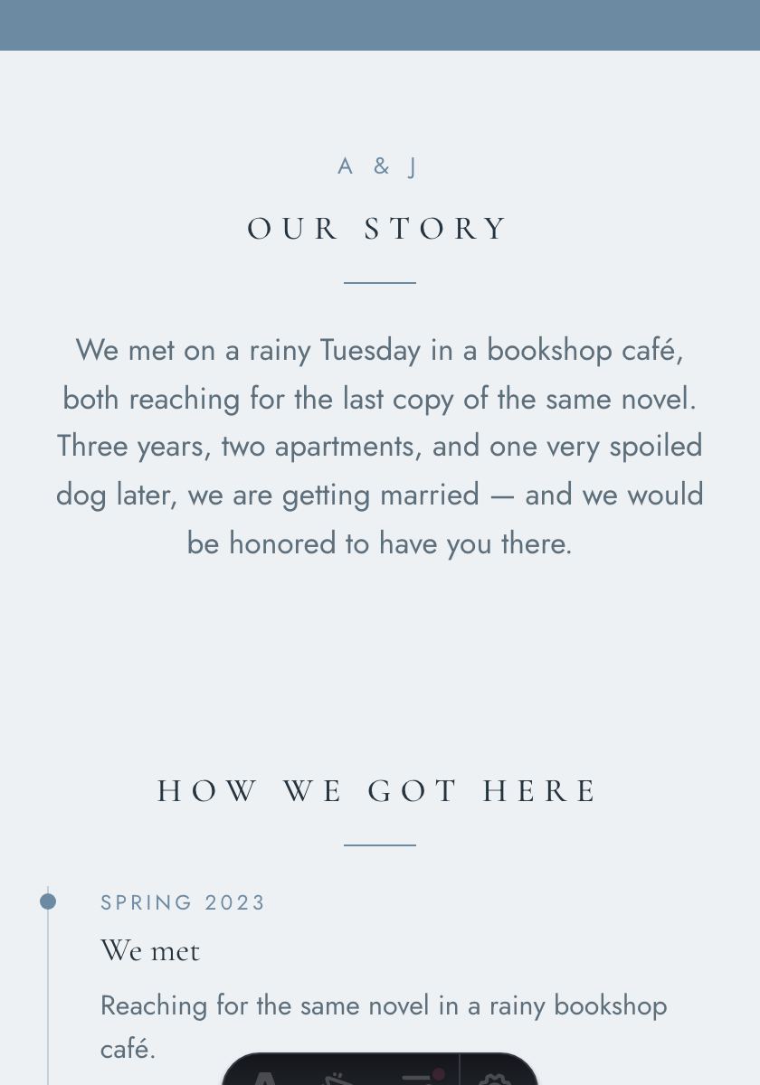 Dusty Blue wedding invitation design preview